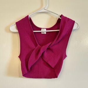 Pink Twist Front Crop Top